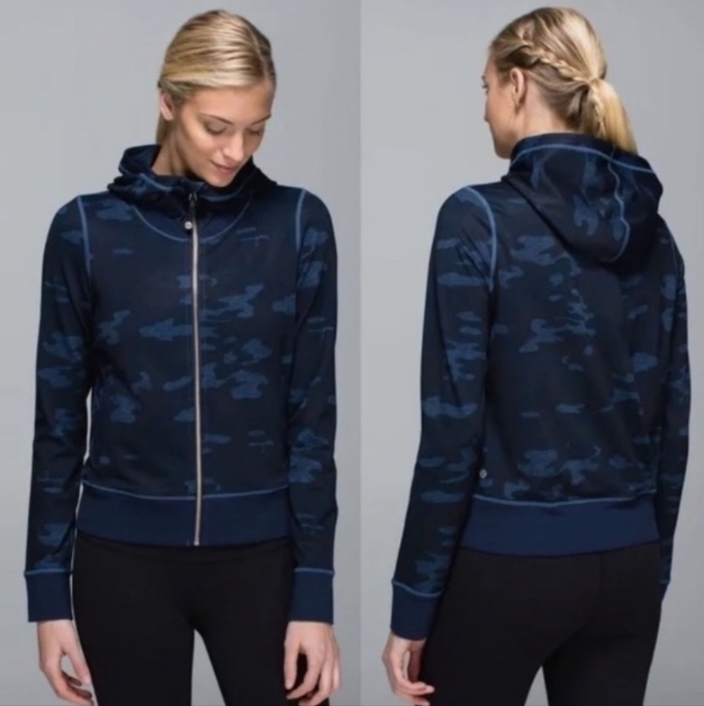Lululemon Namaskar Hoodie Heathered Texture Lotus Camo Oil Slick Blue / Inkwell